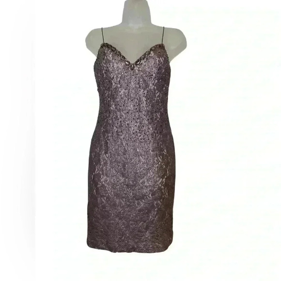 Aidan Mattox Vintage Purple Lace Cocktail Dress Size 4 - Picture 2 of 6